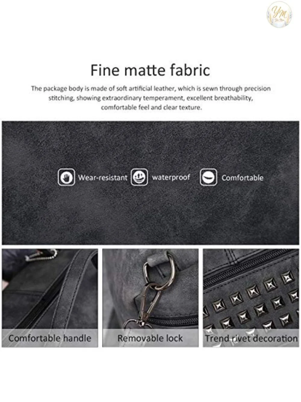 Punk Studded Tote Bag for Women - Faux Leather Hobo Shoulder Satchel with